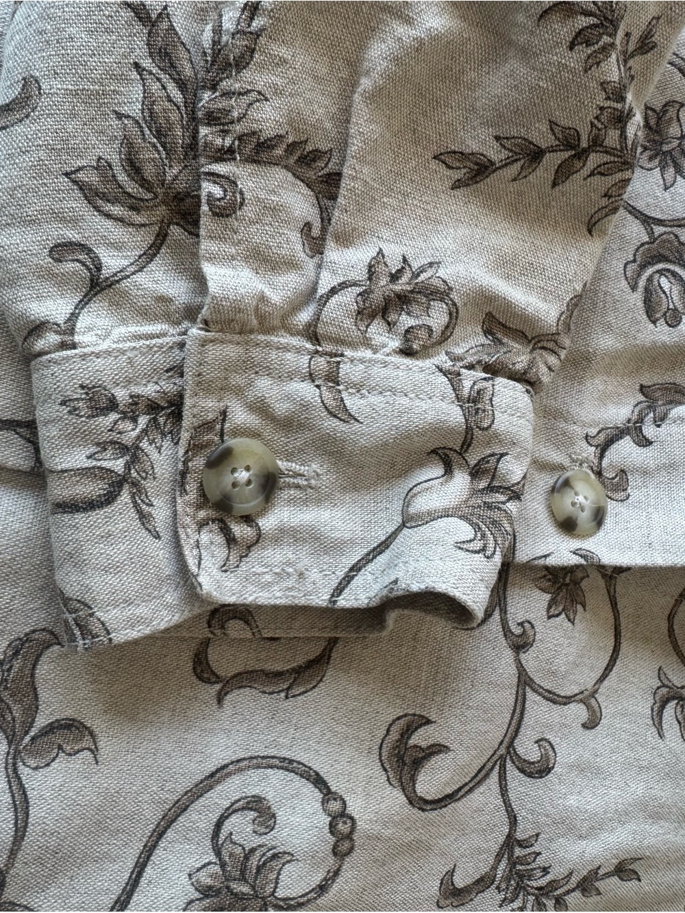 Talbots Irish Linen Blend Beige Print Button-Up Jacket - Picture 7 of 7